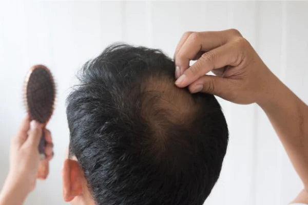 Man having male pattern baldness
