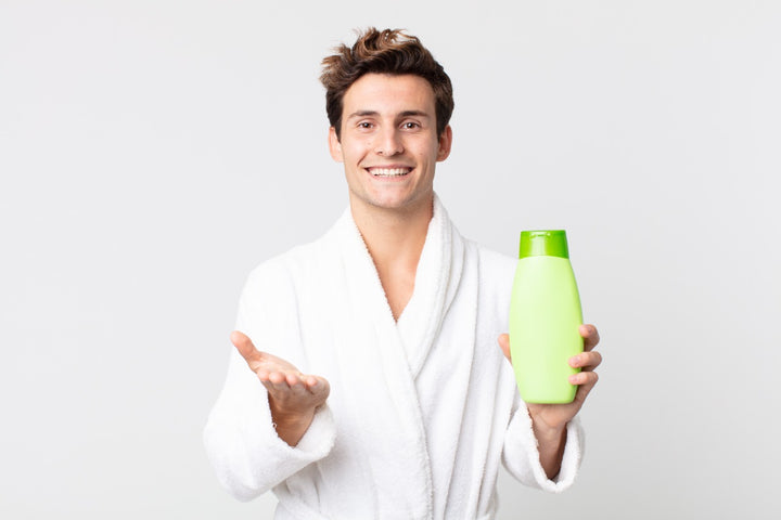 Man holding conditioner